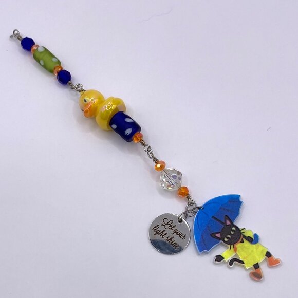 Cat In Rain Duck Car Rearview Mirror Suncatcher Prism Charm Gift Handmade CC110 - Picture 6 of 6